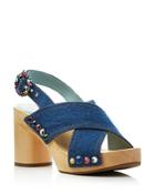 Marc Jacobs Linda Embellished Denim High Heel Platform Sandals