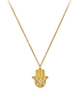 Amrapali Jewels Diamond Hamsa Pendant Necklace In 18k Yellow Gold, 0.10 Ct. T.w.