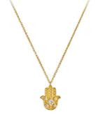 Amrapali Jewels Diamond Hamsa Pendant Necklace In 18k Yellow Gold, 0.10 Ct. T.w.