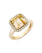 Bloomingdale's Citrine & Diamond Halo Ring In 14k Yellow Gold - 100% Exclusive
