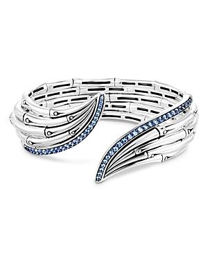 John Hardy Sterling Silver Bamboo Blue Sapphire Cuff Bracelet