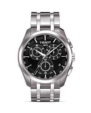 Tissot Couturier Men's Black Chronograph Stainless Steel Watch, 41mm