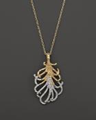 John Hardy Women's 18k Gold Classic Chain Feather Diamond Pave Medium Drop Pendant Necklace, 16
