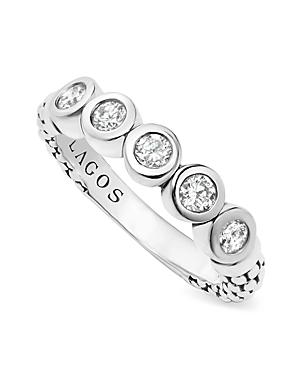 Lagos Sterling Silver Five Diamond Stacking Ring