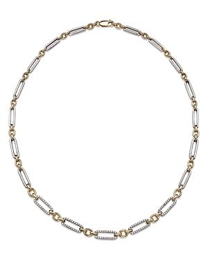 Bloomingdale's Diamond Paperclip Necklace In 14k White & Yellow Gold, 1.0 Ct. T.w. - 100% Exclusive