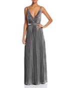 Laundry By Shelli Segal Pleated Foil Gown