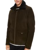 Scotch & Soda Faux Shearling-trimmed Suede Military Jacket