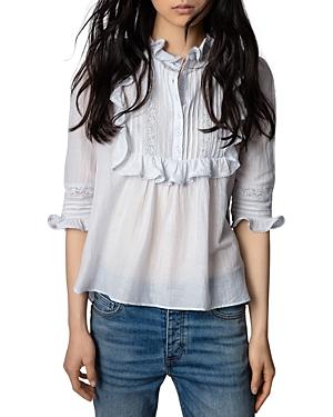 Zadig & Voltaire Tix Ruffled Lace Trim Blouse