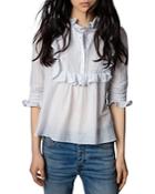 Zadig & Voltaire Tix Ruffled Lace Trim Blouse