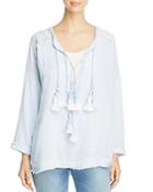 Johnny Was Collection Odell Tassel-trimmed Gauze Top