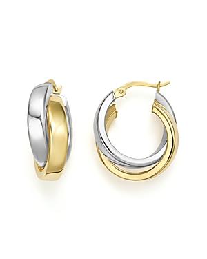 14k Yellow And White Gold Bold Dual Hoop Earrings