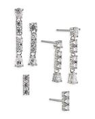 Nadri Love All Cubic Zirconia Drop Earrings In Rhodium Plated, Set Of 3