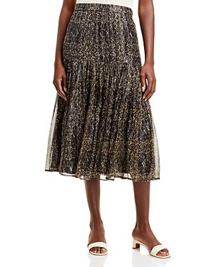 Vanessa Bruno Hernani Metallic Print Midi Skirt