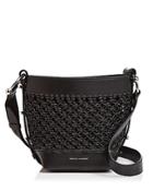 Rebecca Minkoff Leather Macrame Crossbody Bucket Bag