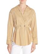Sandro Mathilde Pleated Striped Cotton Shirt