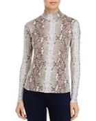 Fore Snake Print Mock-neck Top