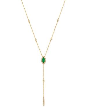Bloomingdale's Emerald & Diamond Lariat Necklace In 14k Yellow Gold, 16-18 - 100% Exclusive