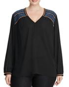 Nydj Plus Embroidered High/low Blouse