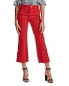 Maje Pamier High Rise Cropped Jeans In Red