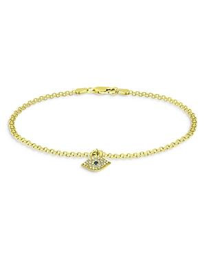 Aqua Pave Evil Eye Charm Link Bracelet In 18k Gold Plated Sterling Silver - 100% Exclusive