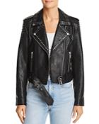 Pistola Tracy Studded Cropped Faux Leather Moto Jacket