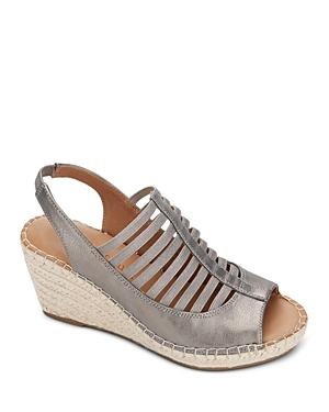 Gentle Souls By Kenneth Cole Women's Charlie Elastic Slingback Suede Espadrille Wedge Sandals