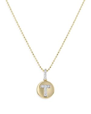 Bloomingdale's Diamond Accent Initial T Pendant Necklace In 14k Yellow Gold, 0.05 Ct. T.w. - 100% Exclusive