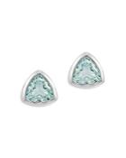 Bloomingdale's Aquamarine Trillion Stud Earrings In 14k White Gold - 100% Exclusive
