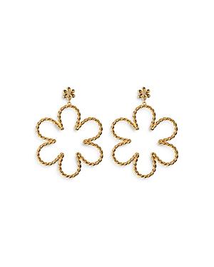 Luv Aj Pave Daisy Rope Drop Earrings In Gold Tone