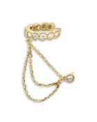 Baublebar Catena Cubic Zirconia Cuff & Chain Front To Back Earrings In 14k Gold Plated Sterling Silver