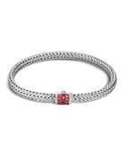 John Hardy Classic Chain Sterling Silver Lava Extra Small Bracelet With Red Sapphire Clasp