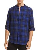 Michael Bastian Banded-collar Plaid Button-down Regular Fit Shirt