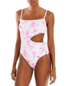 Aqua Swim Cut Out Printed One Piece Swimsuit
