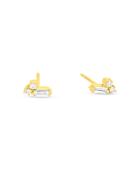Suzanne Kalan 18k Yellow Gold Fireworks Diamond Baguette & Round Cut Cluster Stud Earrings