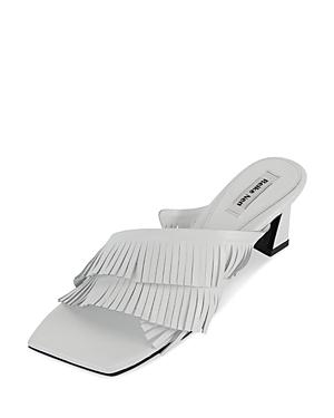 Reike Nen Women's Square Toe Crossover Fringe Kitten Heel Sandals