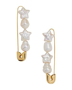 Baublebar Charisse Cultured Freshwater Pearl Safety Pin-motif Drop Earrings