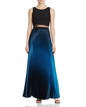 Aqua Illusion Waist Pleated Gown - 100% Exclusive