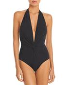 Karla Colletto Twisted Plunge One Piece Swimsuit