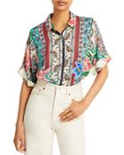 Johnny Was Clover Printed Button-front Shirt