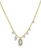 Meira T 14k Gold Diamond & Milky Aquamarine Cabochon Necklace, 18