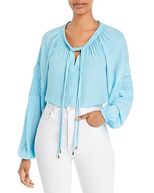 Ramy Brook Reggie Pleated Tie Neck Top