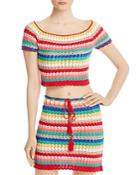 Wildfox Stassi Rainbow-stripe Crochet Cropped Top