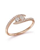 Diamond Wrap Two Stone Ring In 14k Rose Gold, .40 Ct. T.w.