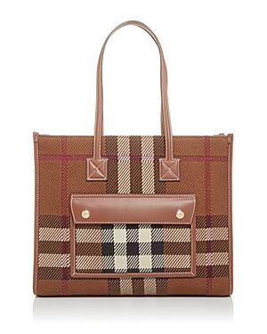 Burberry Freya Woven Vintage Check Tote