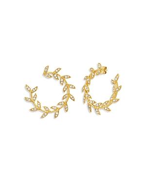 Graziela Gems 18k Yellow Gold Folha Diamond Forward Facing Hoop Earrings