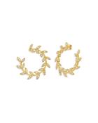Graziela Gems 18k Yellow Gold Folha Diamond Forward Facing Hoop Earrings