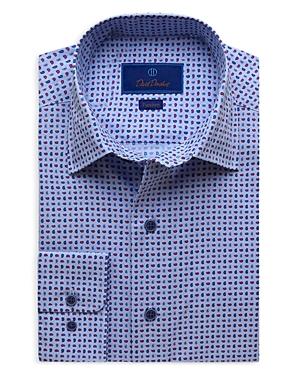 David Donahue Fusion Cotton Paisley Pine Print Trim Fit Dress Shirt