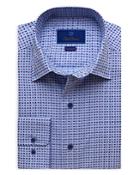 David Donahue Fusion Cotton Paisley Pine Print Trim Fit Dress Shirt