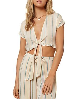 O'neill Oriana Striped Tie Front Cropped Top