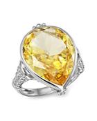 Judith Ripka Bermuda Pear Ring With Canary Crystal